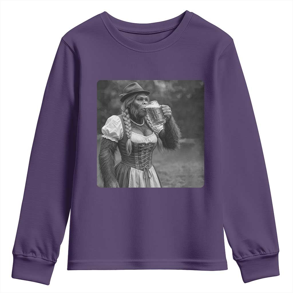Bigfoot Oktoberfest Youth Sweatshirt Vintage Dirndl German Beer Festival Humor