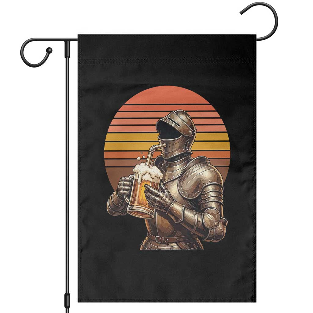 Funny Medieval Renaissance Drinker Garden Flag Vintage Knight In Armor Beer Lover