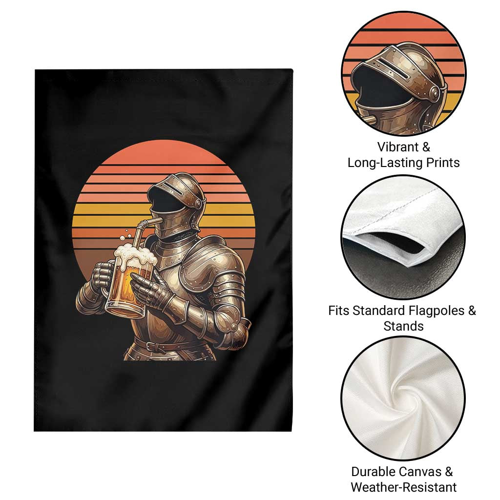 Funny Medieval Renaissance Drinker Garden Flag Vintage Knight In Armor Beer Lover