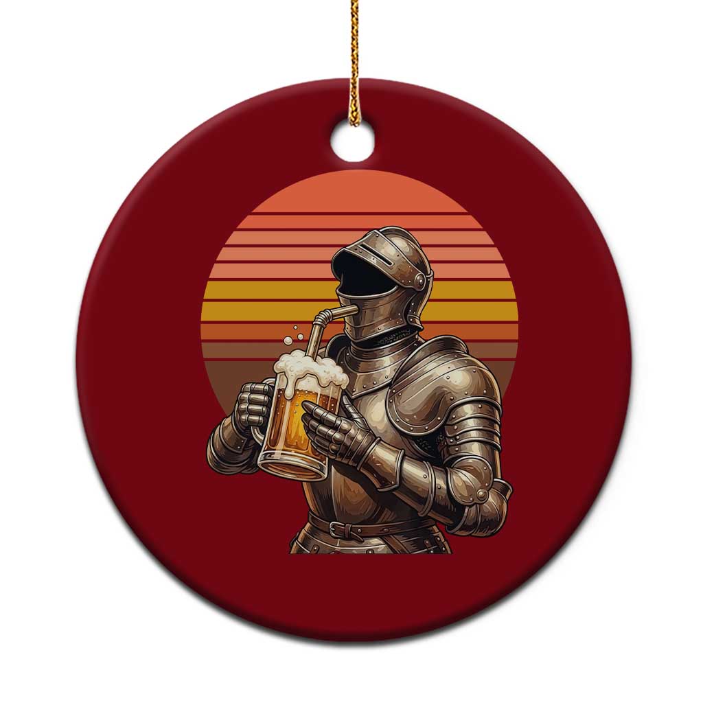 Funny Medieval Renaissance Drinker Ceramic Ornament Vintage Knight In Armor Beer Lover