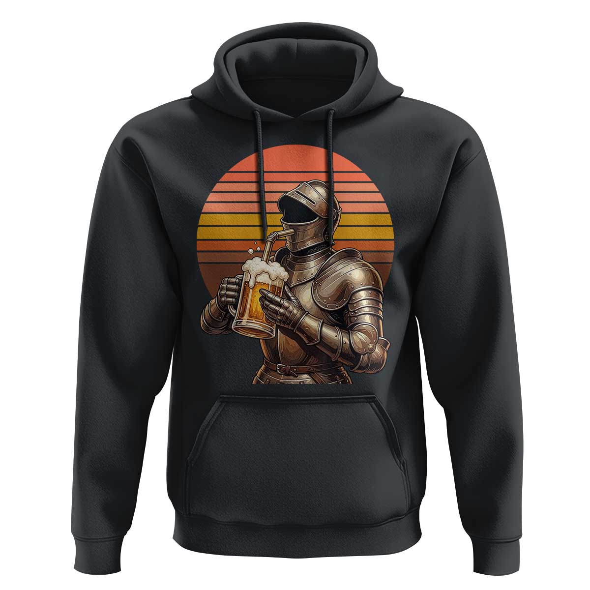 Funny Medieval Renaissance Drinker Hoodie Vintage Knight In Armor Beer Lover