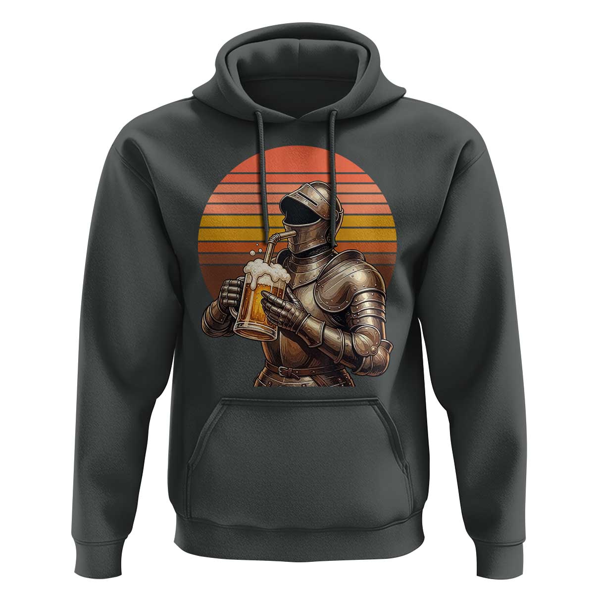 Funny Medieval Renaissance Drinker Hoodie Vintage Knight In Armor Beer Lover