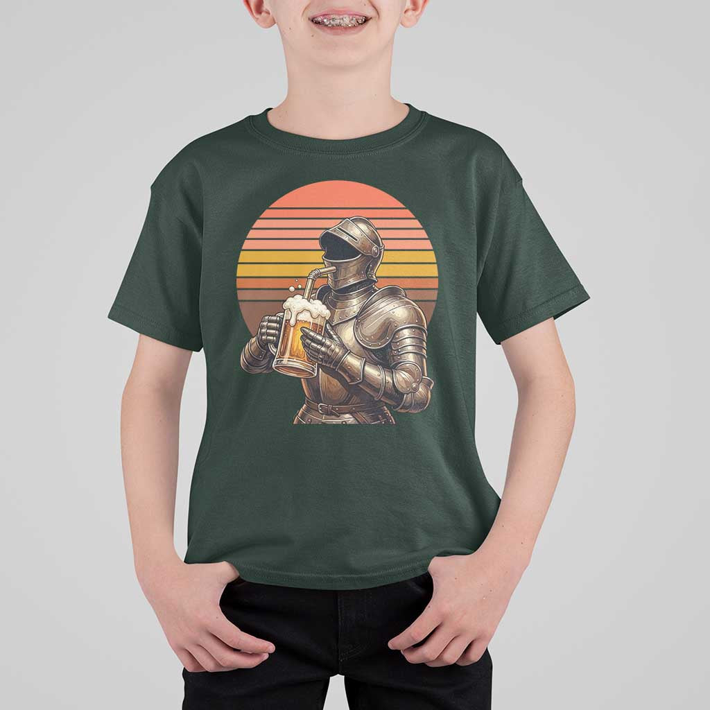 Funny Medieval Renaissance Drinker T Shirt For Kid Vintage Knight In Armor Beer Lover