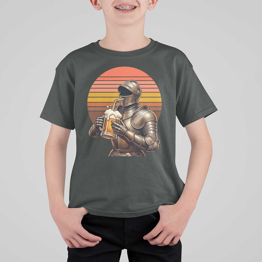 Funny Medieval Renaissance Drinker T Shirt For Kid Vintage Knight In Armor Beer Lover