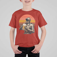 Funny Medieval Renaissance Drinker T Shirt For Kid Vintage Knight In Armor Beer Lover