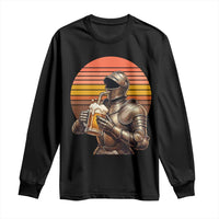 Funny Medieval Renaissance Drinker Long Sleeve Shirt Vintage Knight In Armor Beer Lover
