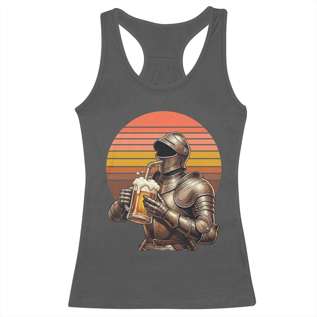 Funny Medieval Renaissance Drinker Racerback Tank Top Vintage Knight In Armor Beer Lover