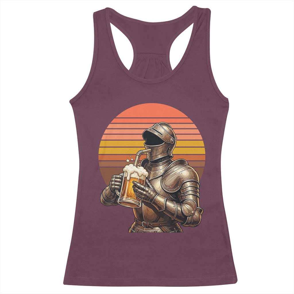 Funny Medieval Renaissance Drinker Racerback Tank Top Vintage Knight In Armor Beer Lover