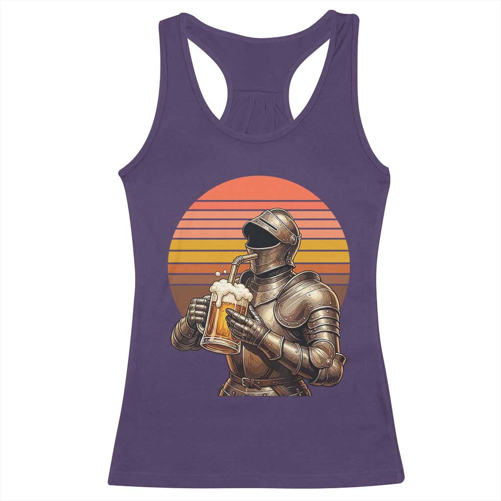 Funny Medieval Renaissance Drinker Racerback Tank Top Vintage Knight In Armor Beer Lover