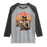Funny Medieval Renaissance Drinker Raglan Shirt Vintage Knight In Armor Beer Lover