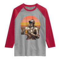 Funny Medieval Renaissance Drinker Raglan Shirt Vintage Knight In Armor Beer Lover