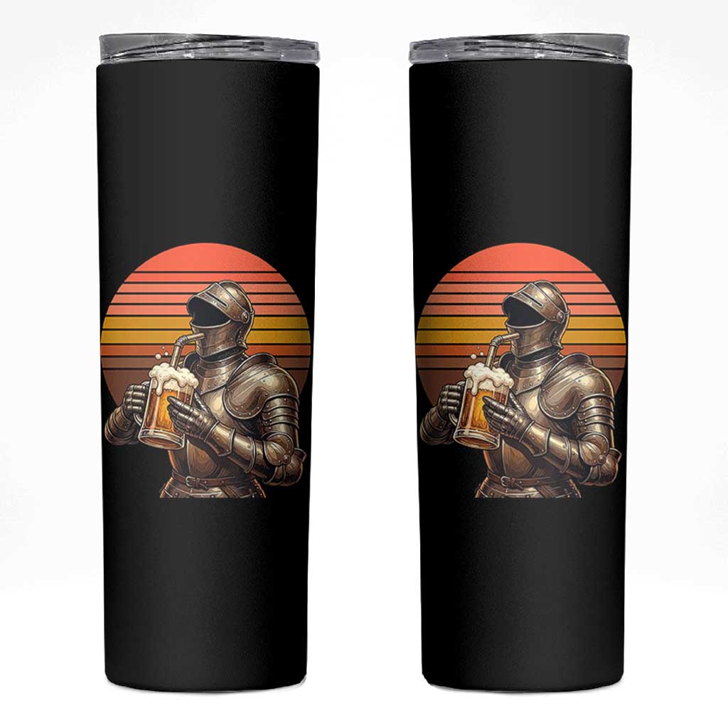 Funny Medieval Renaissance Drinker Skinny Tumbler Vintage Knight In Armor Beer Lover