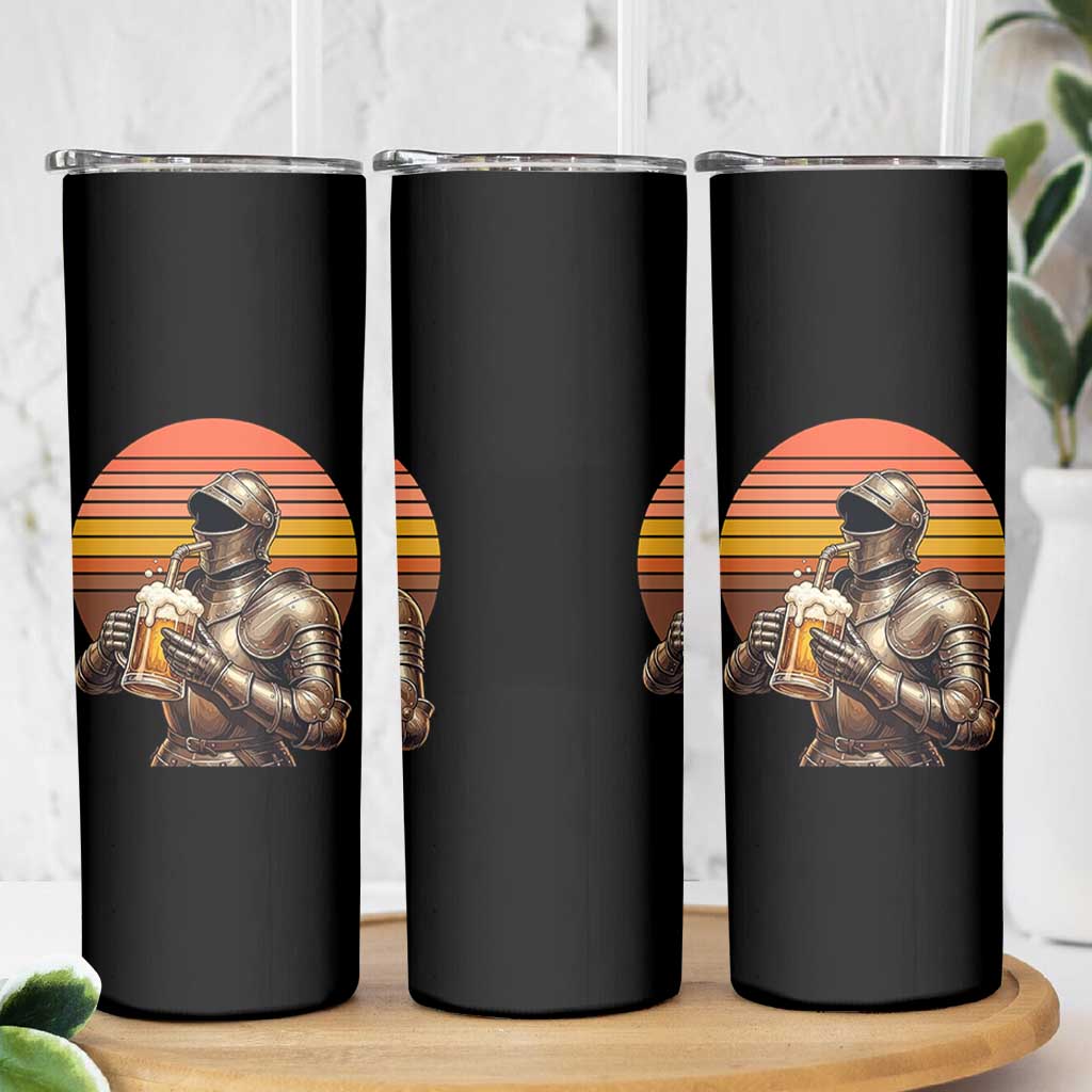 Funny Medieval Renaissance Drinker Skinny Tumbler Vintage Knight In Armor Beer Lover