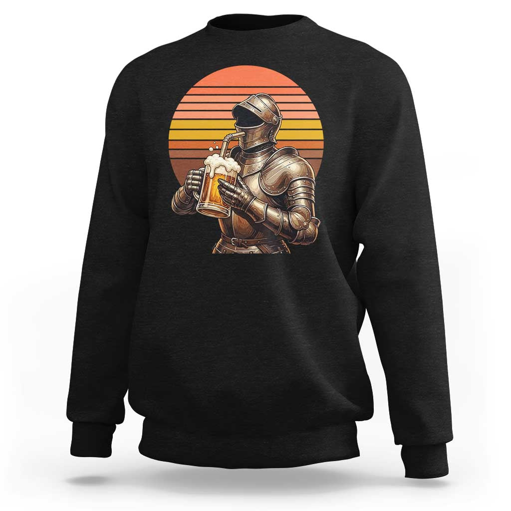 Funny Medieval Renaissance Drinker Sweatshirt Vintage Knight In Armor Beer Lover