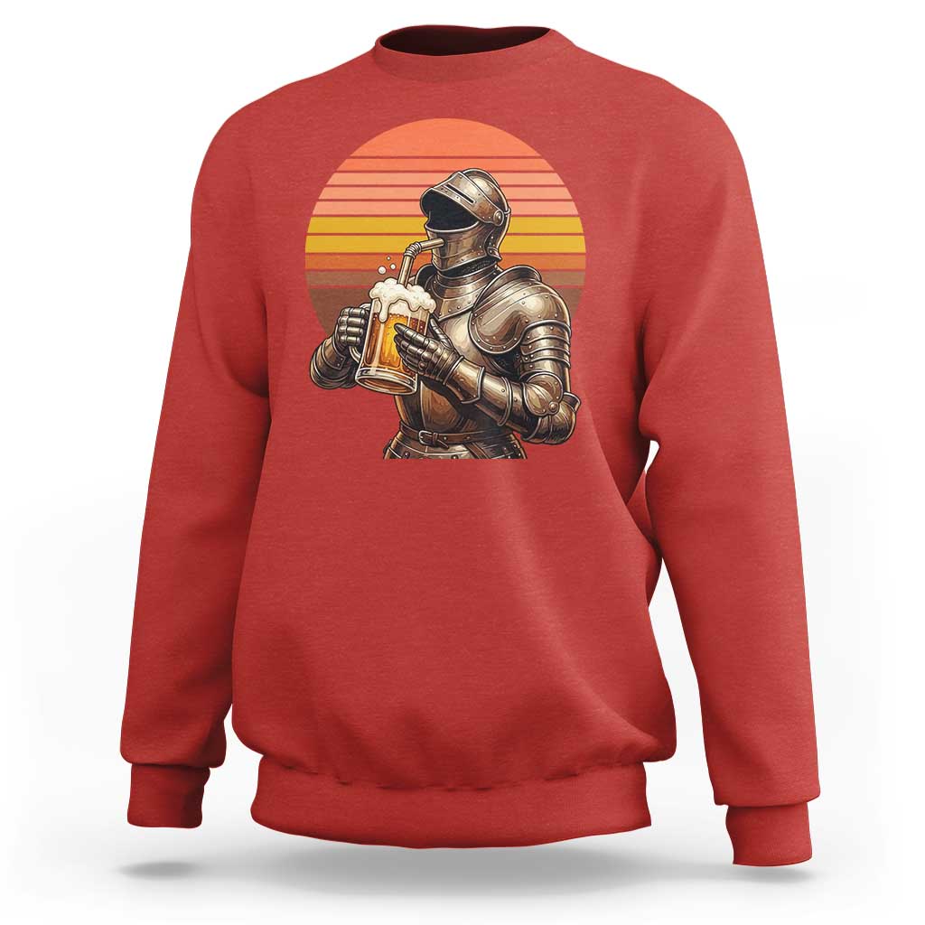 Funny Medieval Renaissance Drinker Sweatshirt Vintage Knight In Armor Beer Lover