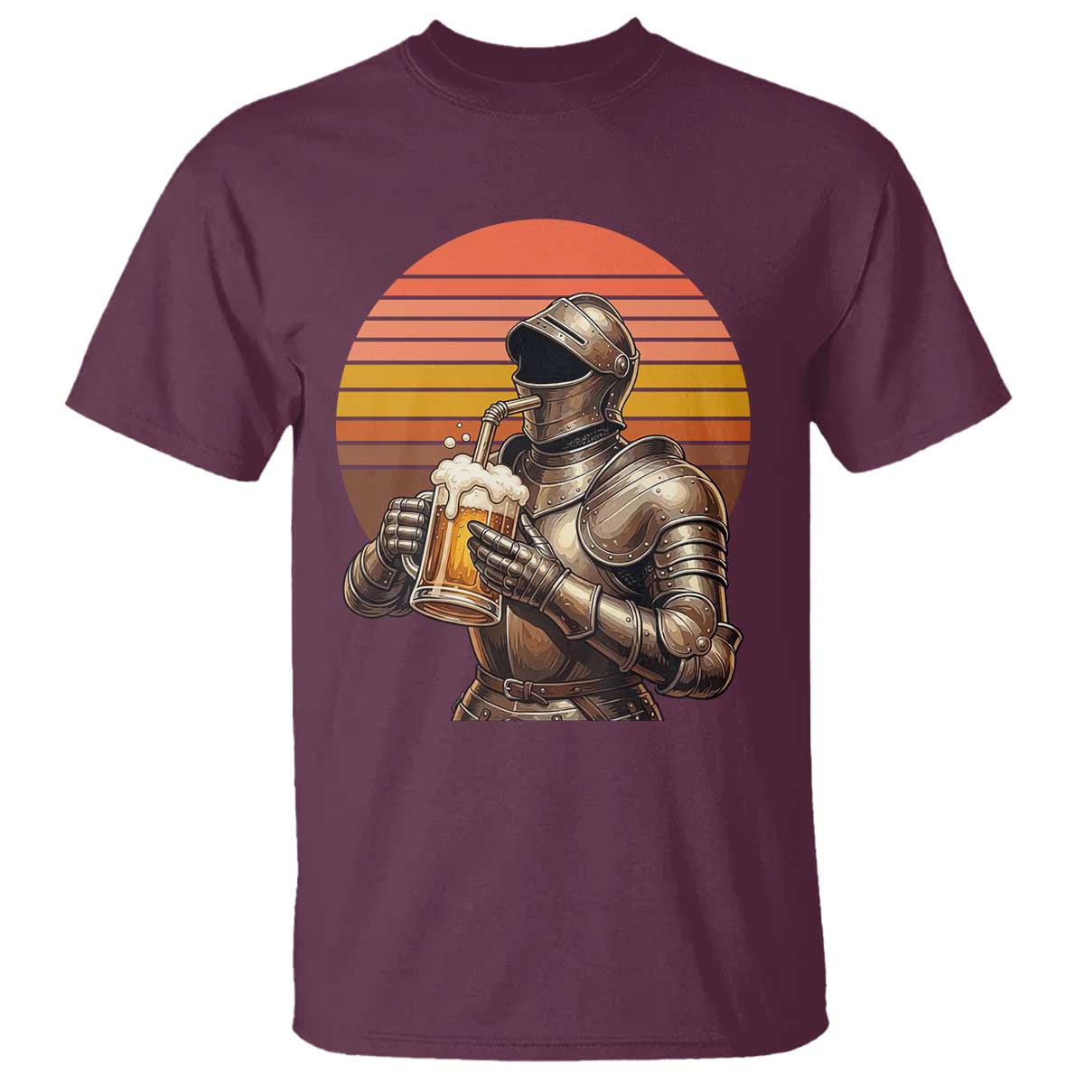 Funny Medieval Renaissance Drinker T Shirt Vintage Knight In Armor Beer Lover