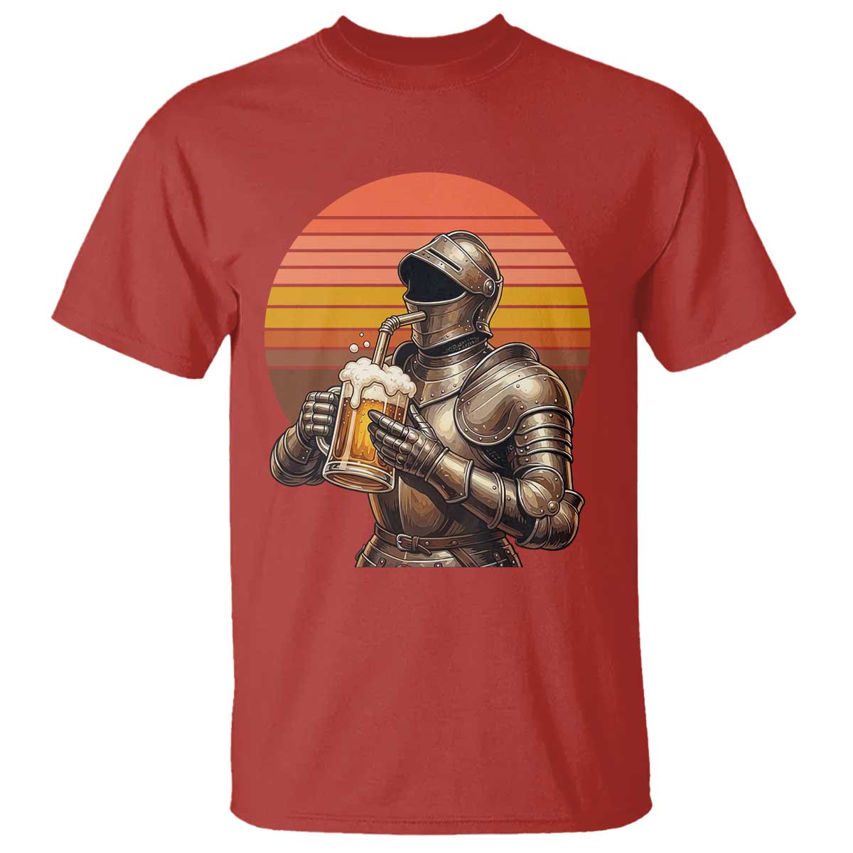 Funny Medieval Renaissance Drinker T Shirt Vintage Knight In Armor Beer Lover