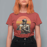 Funny Medieval Renaissance Drinker T Shirt For Women Vintage Knight In Armor Beer Lover
