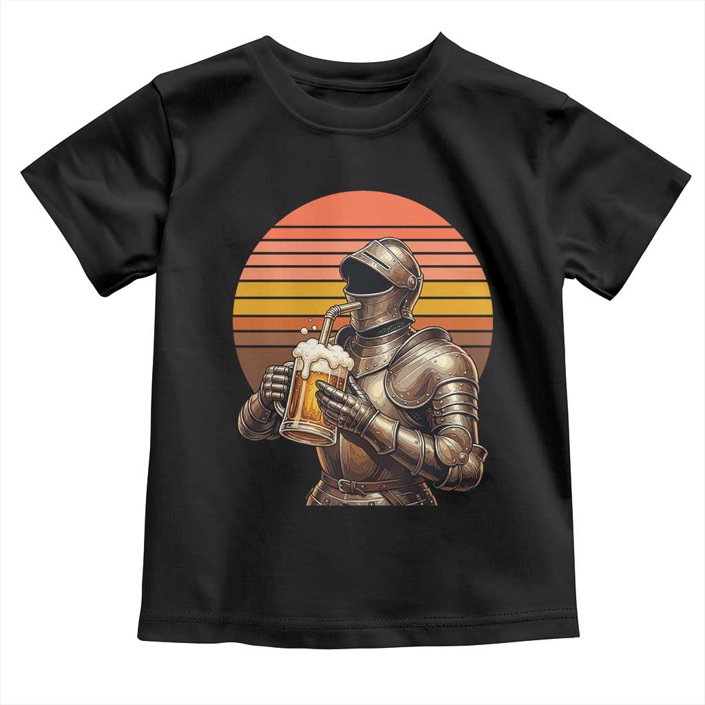 Funny Medieval Renaissance Drinker Toddler T Shirt Vintage Knight In Armor Beer Lover
