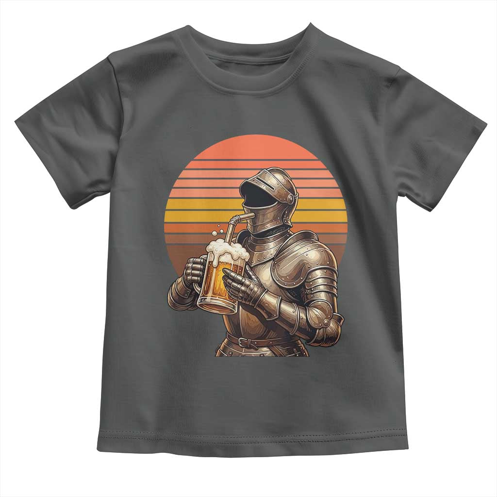 Funny Medieval Renaissance Drinker Toddler T Shirt Vintage Knight In Armor Beer Lover