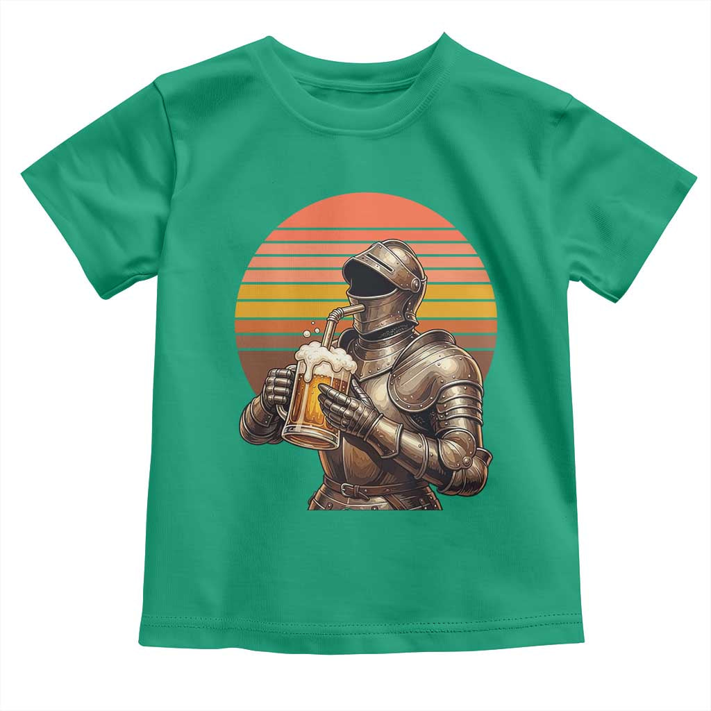 Funny Medieval Renaissance Drinker Toddler T Shirt Vintage Knight In Armor Beer Lover