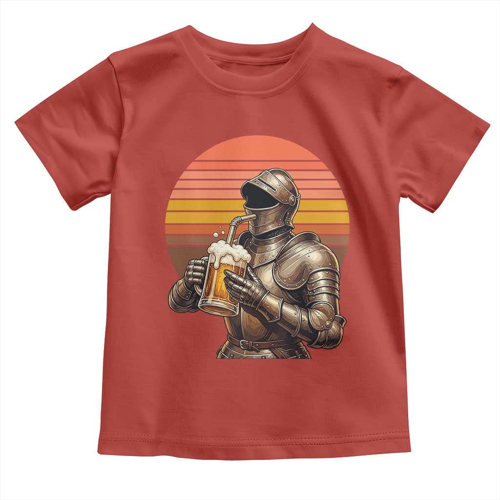 Funny Medieval Renaissance Drinker Toddler T Shirt Vintage Knight In Armor Beer Lover