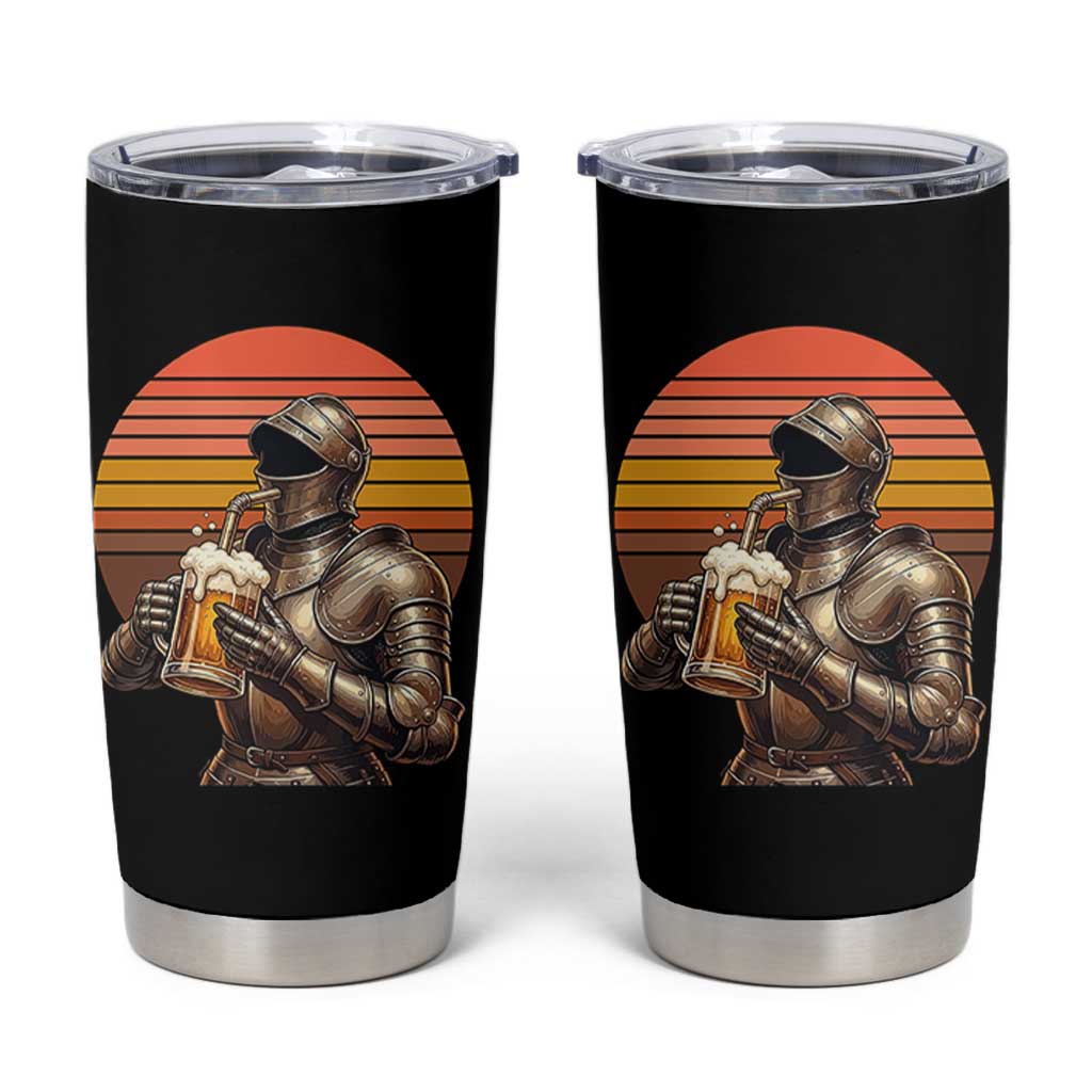 Funny Medieval Renaissance Drinker Tumbler Cup Vintage Knight In Armor Beer Lover