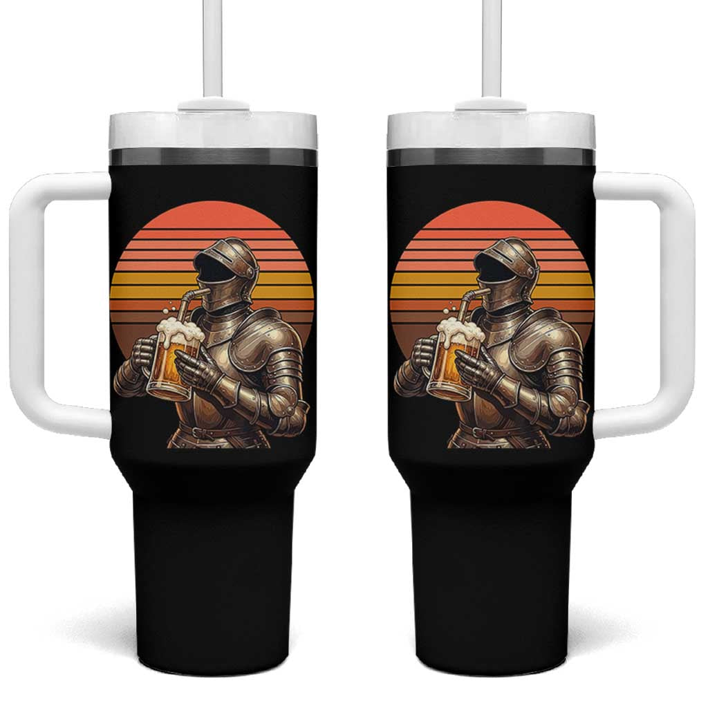 Funny Medieval Renaissance Drinker Tumbler With Handle Vintage Knight In Armor Beer Lover