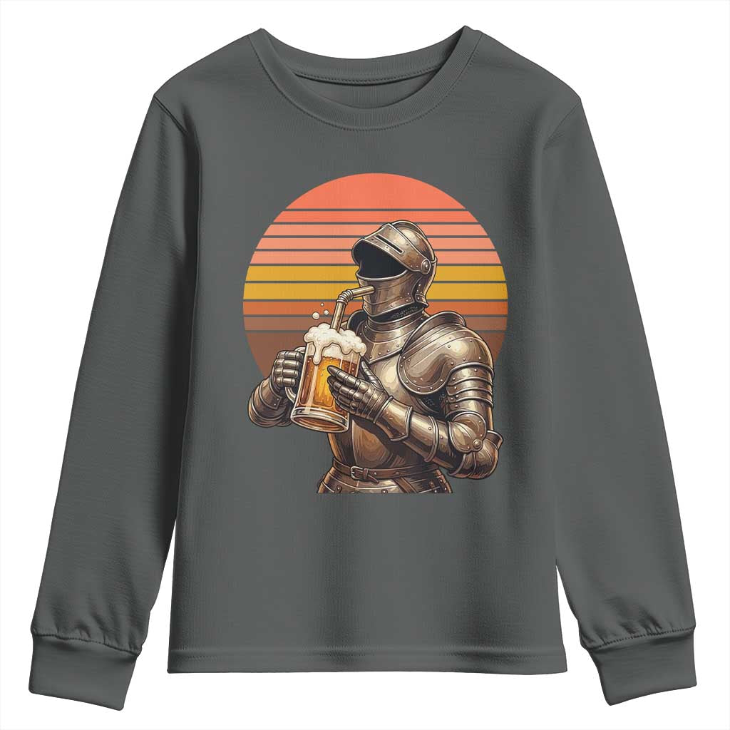 Funny Medieval Renaissance Drinker Youth Sweatshirt Vintage Knight In Armor Beer Lover