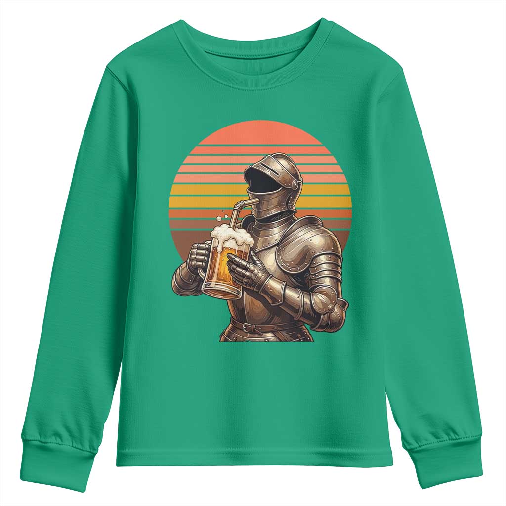 Funny Medieval Renaissance Drinker Youth Sweatshirt Vintage Knight In Armor Beer Lover