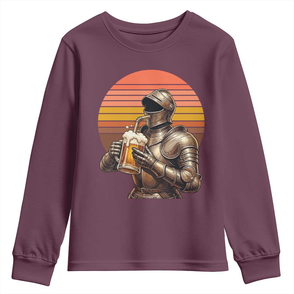 Funny Medieval Renaissance Drinker Youth Sweatshirt Vintage Knight In Armor Beer Lover