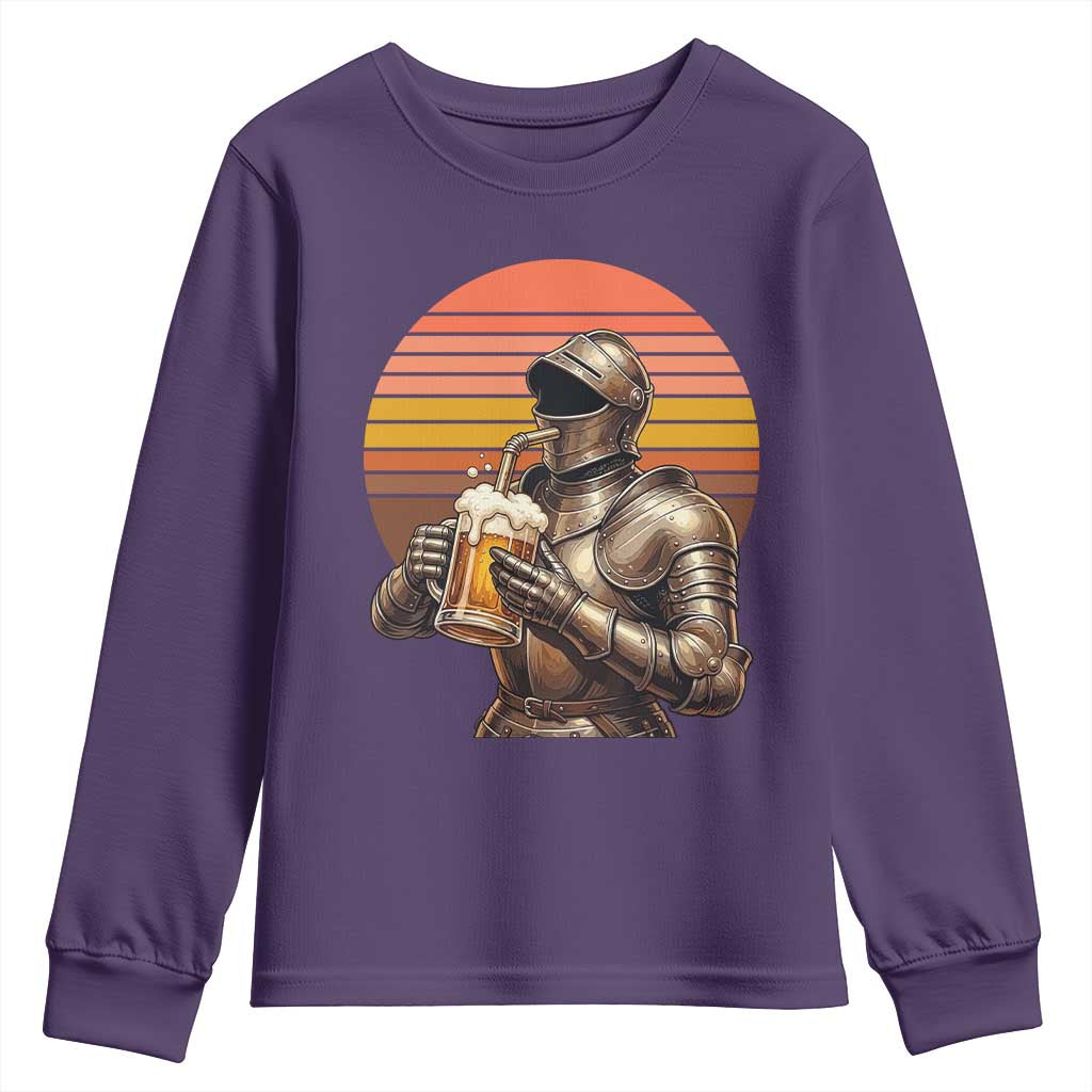 Funny Medieval Renaissance Drinker Youth Sweatshirt Vintage Knight In Armor Beer Lover