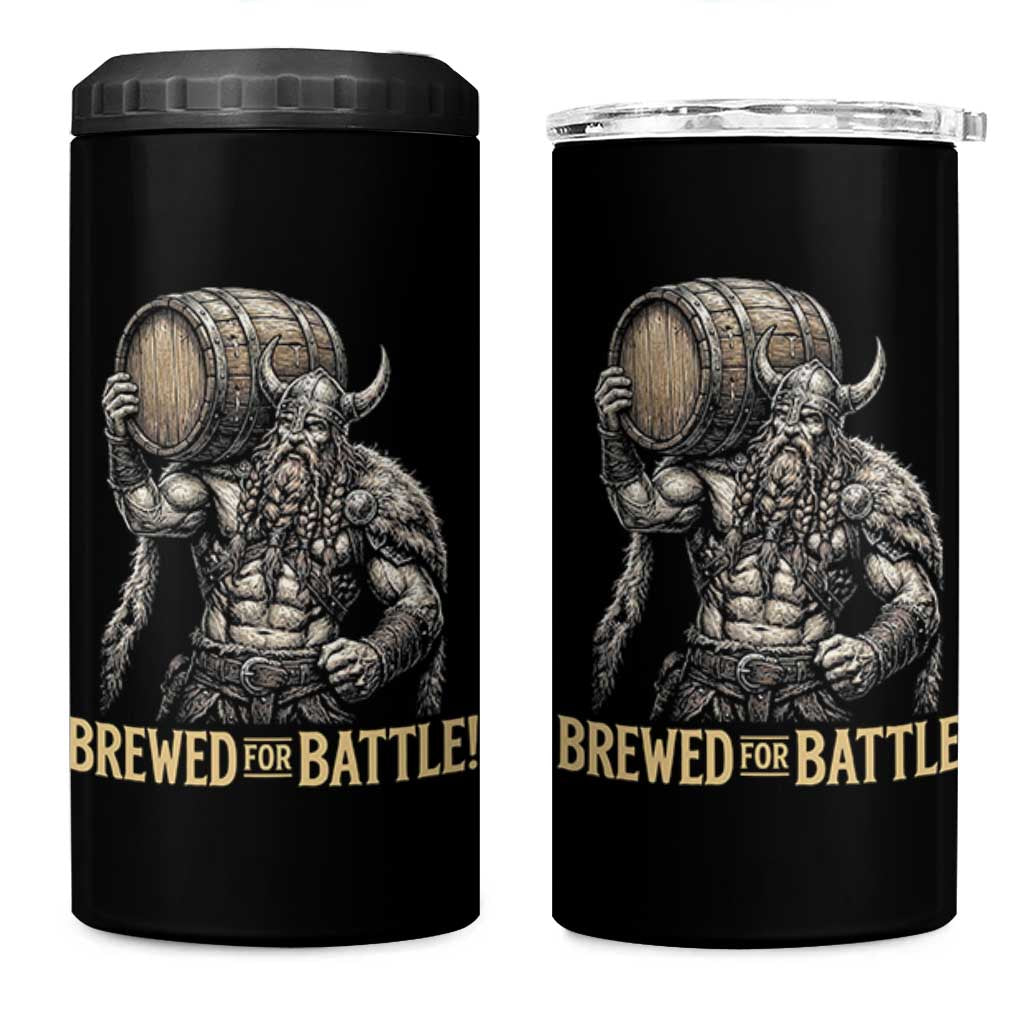 Vintage Viking Beer Drinker Warrior Gift 4 in 1 Can Cooler Tumbler Brewed For Battle