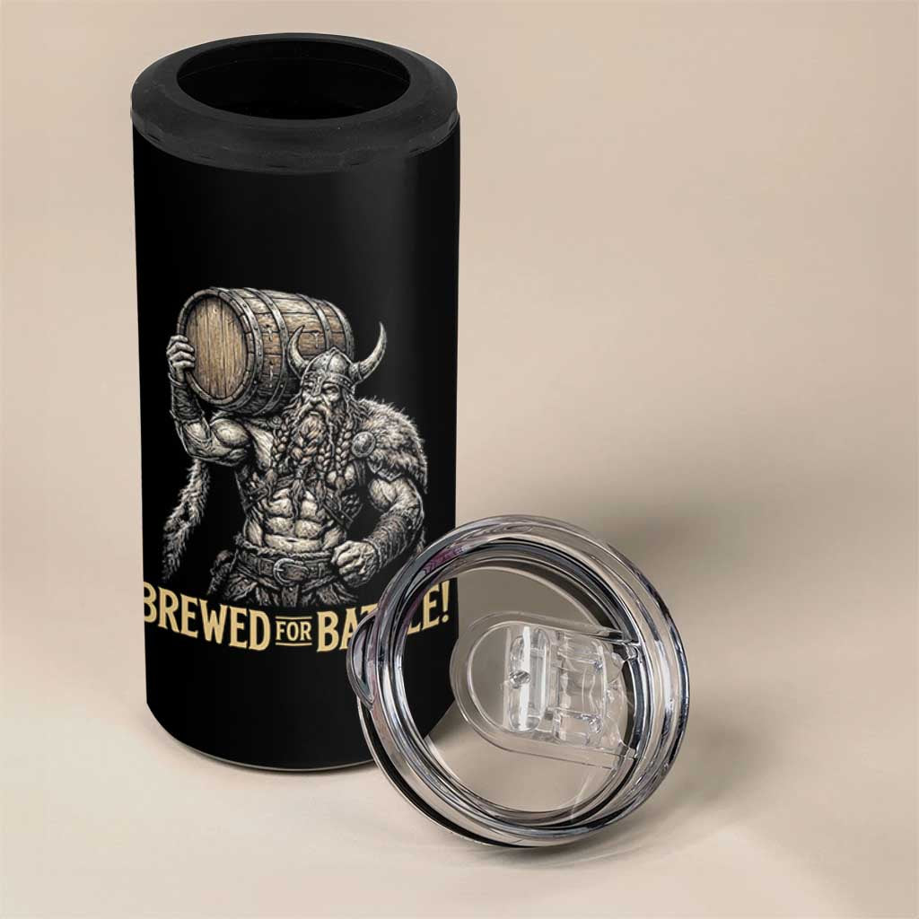 Vintage Viking Beer Drinker Warrior Gift 4 in 1 Can Cooler Tumbler Brewed For Battle
