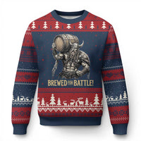Vintage Viking Beer Drinker Warrior Gift Ugly Christmas Sweater Brewed For Battle