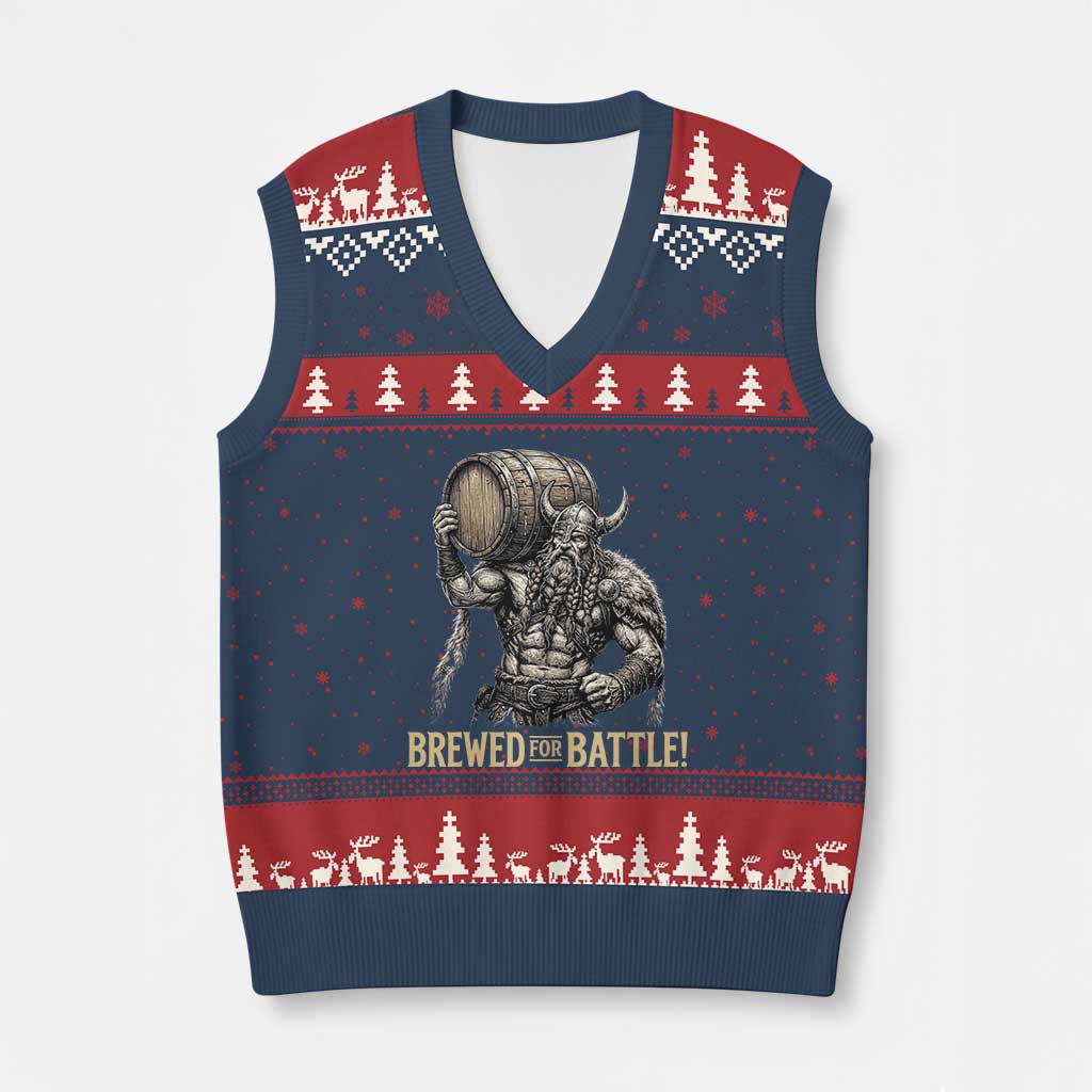 Vintage Viking Beer Drinker Warrior Gift V-Neck Knit Sweater Vest Brewed For Battle