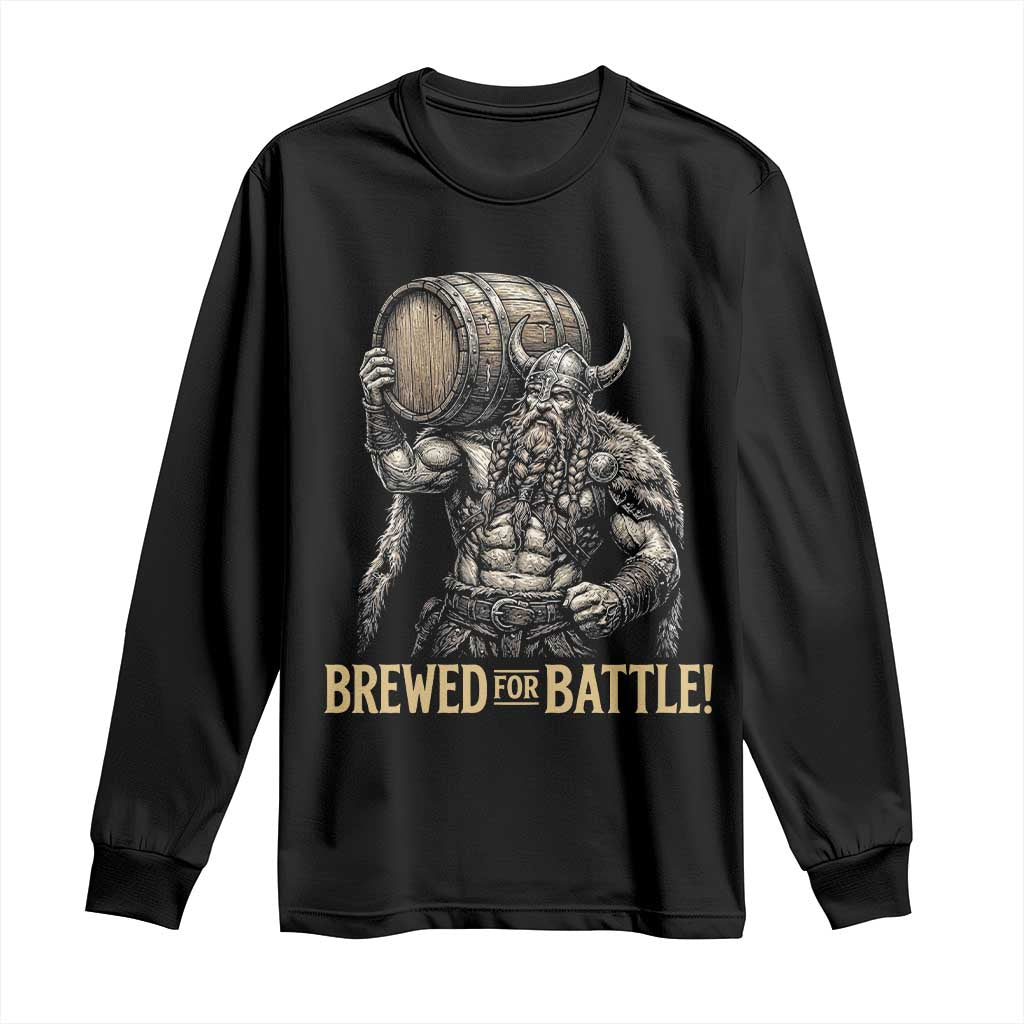 Vintage Viking Beer Drinker Warrior Gift Long Sleeve Shirt Brewed For Battle