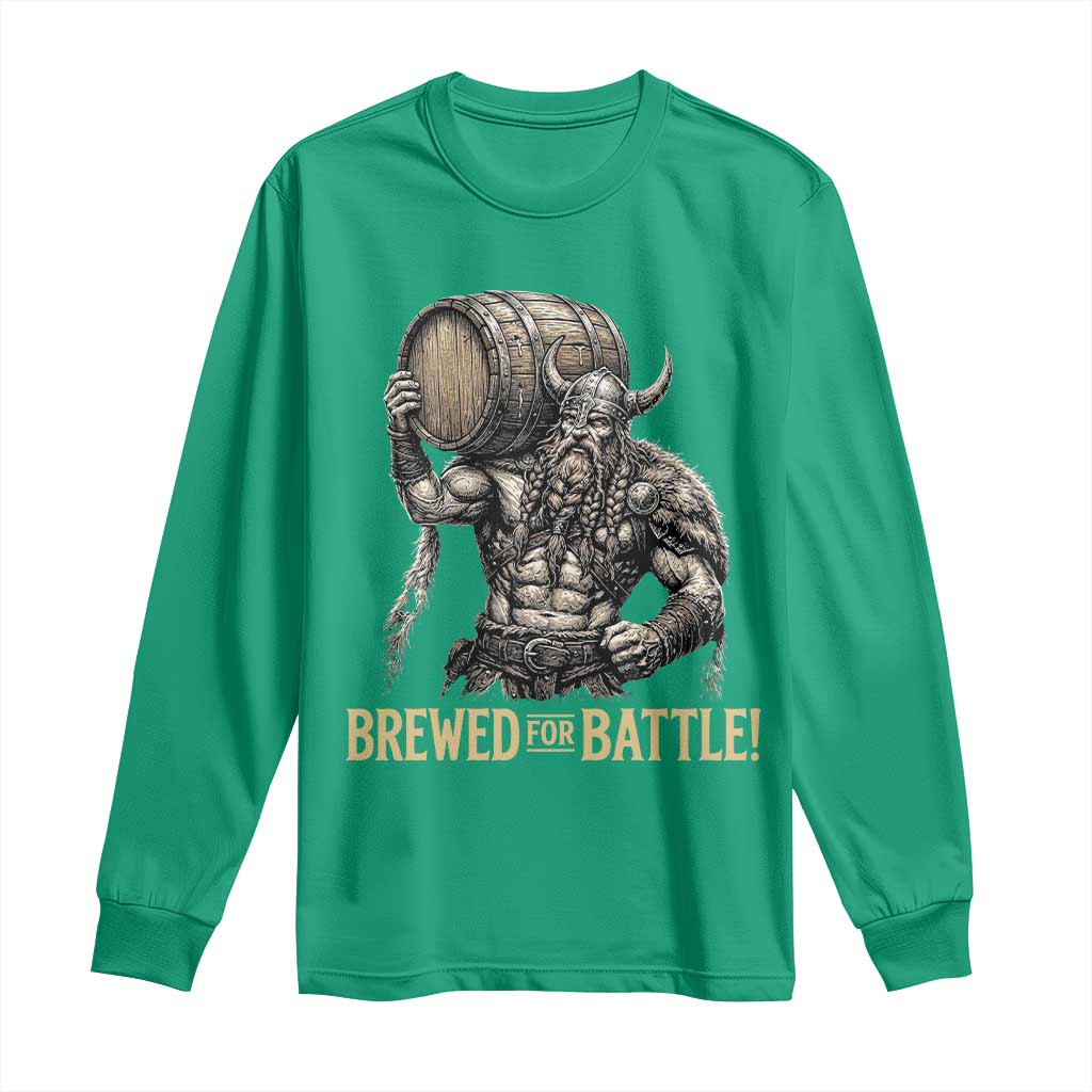 Vintage Viking Beer Drinker Warrior Gift Long Sleeve Shirt Brewed For Battle