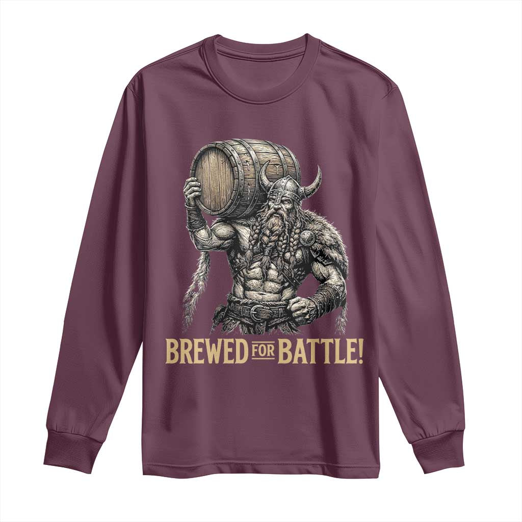 Vintage Viking Beer Drinker Warrior Gift Long Sleeve Shirt Brewed For Battle