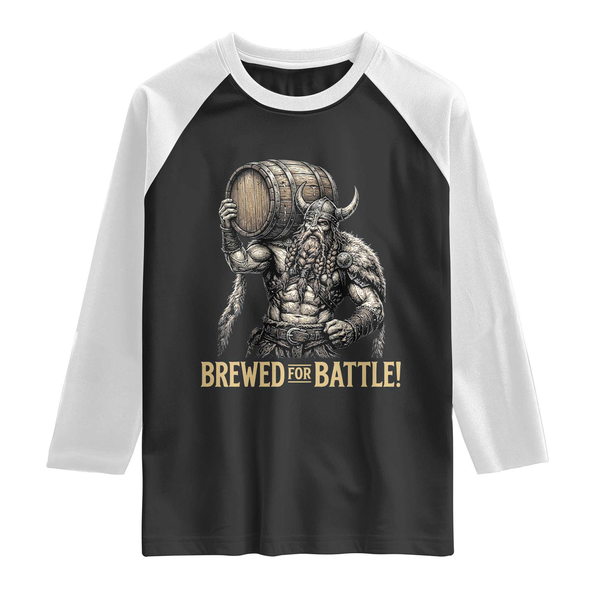 Vintage Viking Beer Drinker Warrior Gift Raglan Shirt Brewed For Battle
