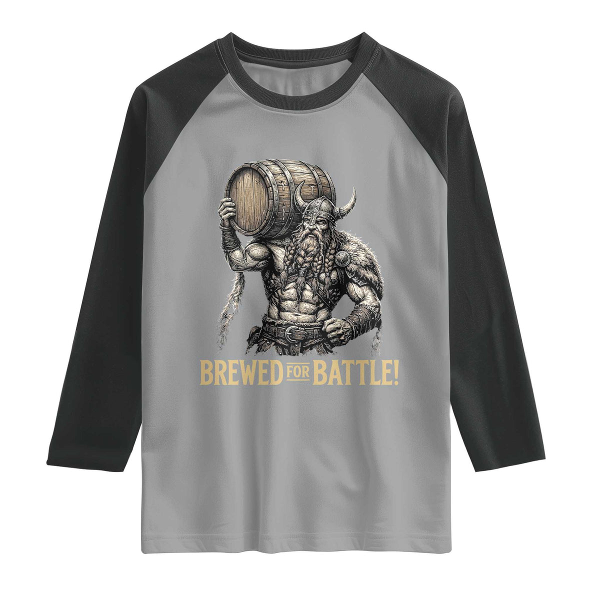 Vintage Viking Beer Drinker Warrior Gift Raglan Shirt Brewed For Battle