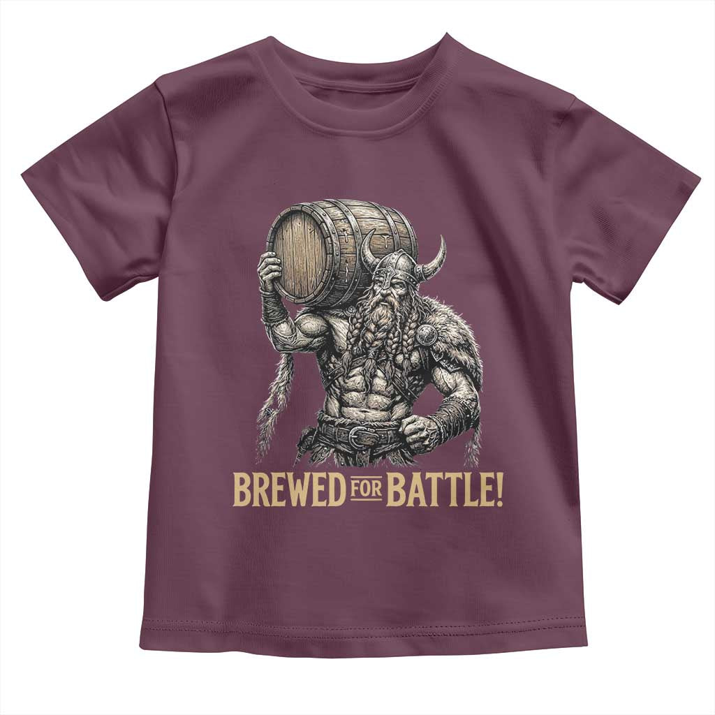 Vintage Viking Beer Drinker Warrior Gift Toddler T Shirt Brewed For Battle