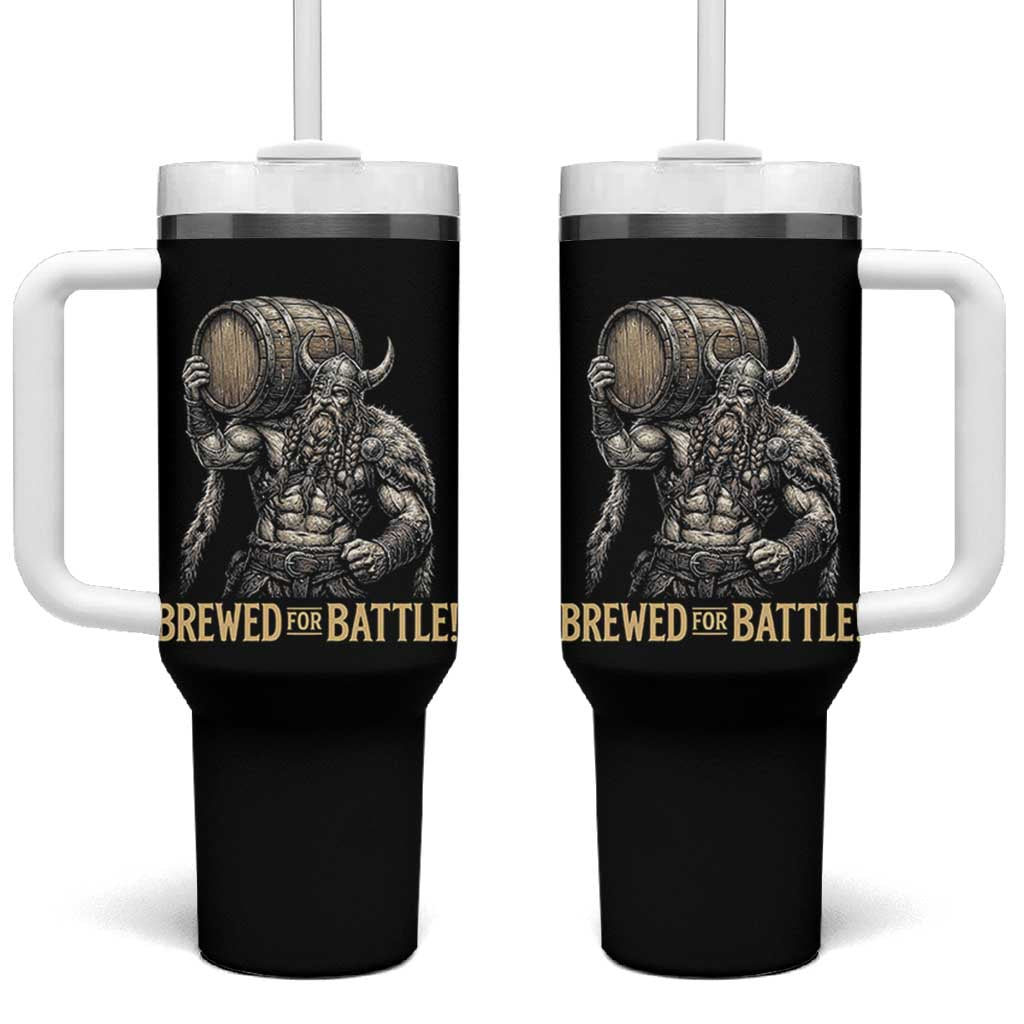 Vintage Viking Beer Drinker Warrior Gift Tumbler With Handle Brewed For Battle