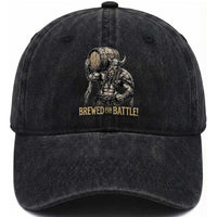 Vintage Viking Beer Drinker Warrior Gift Washed Cotton Baseball Cap Brewed For Battle