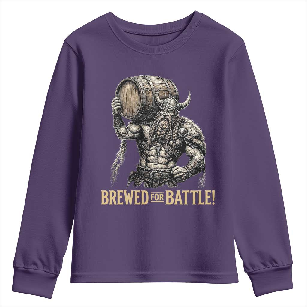 Vintage Viking Beer Drinker Warrior Gift Youth Sweatshirt Brewed For Battle