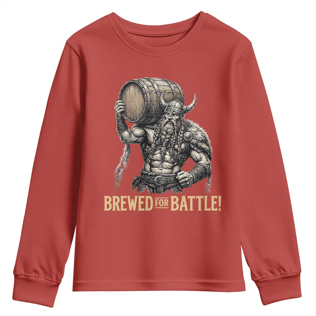 Vintage Viking Beer Drinker Warrior Gift Youth Sweatshirt Brewed For Battle