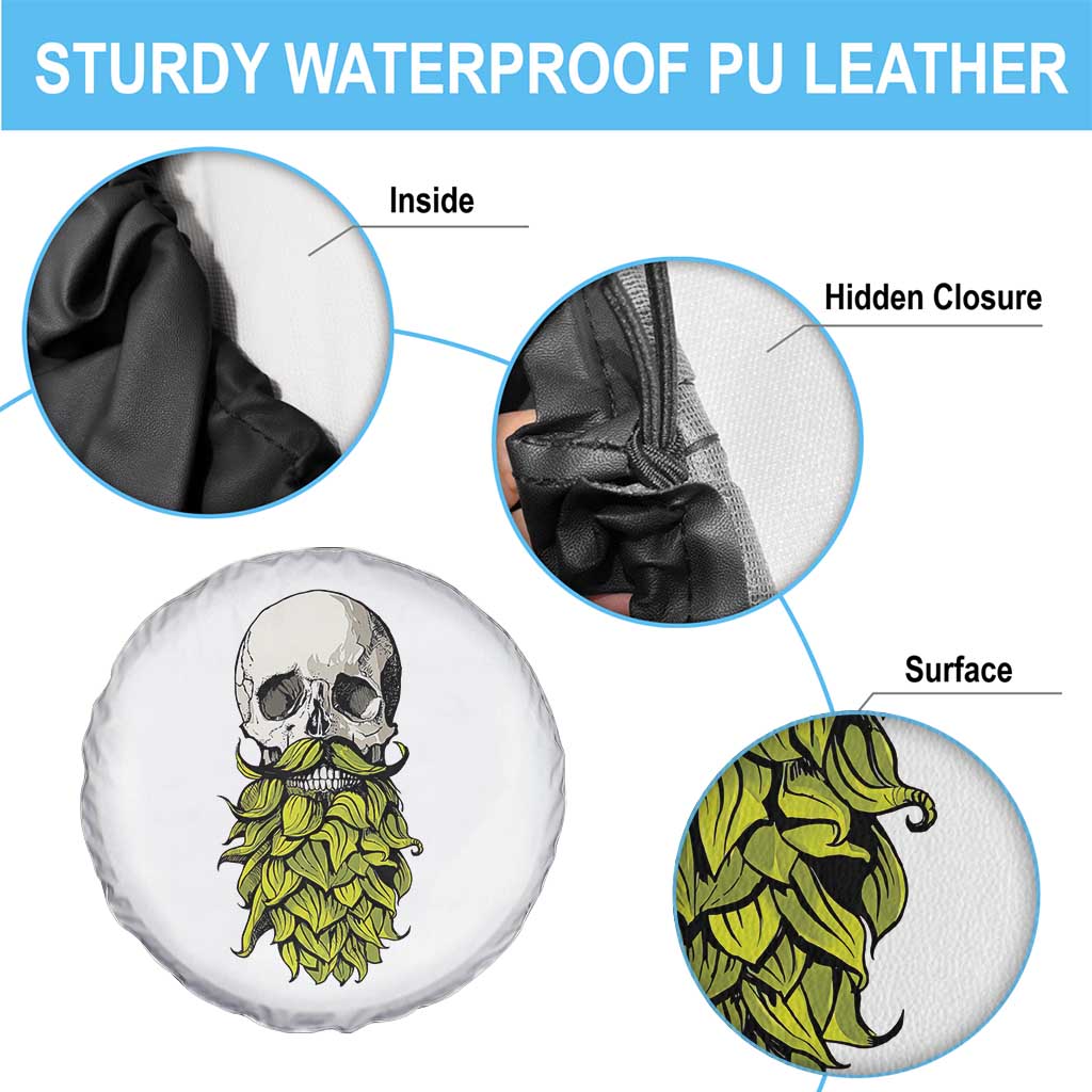 Vintage Craft Brewer Beer Lover Gift Spare Tire Cover Beer Hops Beard Skull