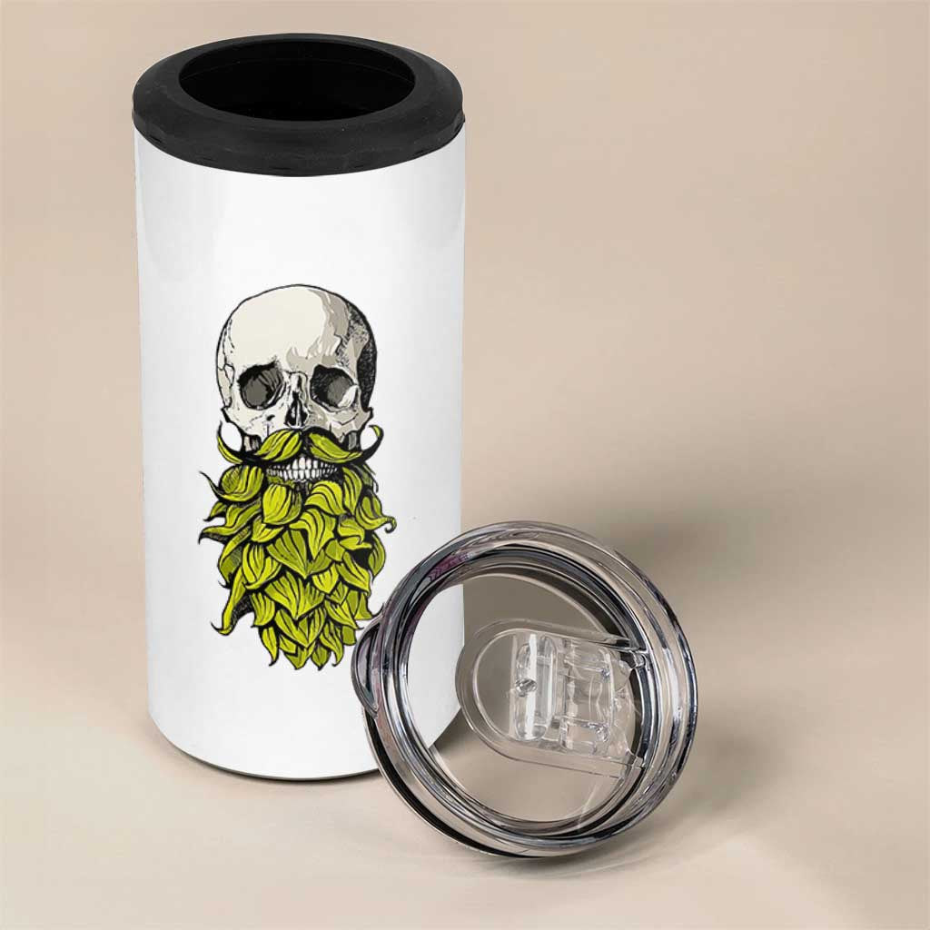 Vintage Craft Brewer Beer Lover Gift 4 in 1 Can Cooler Tumbler Beer Hops Beard Skull