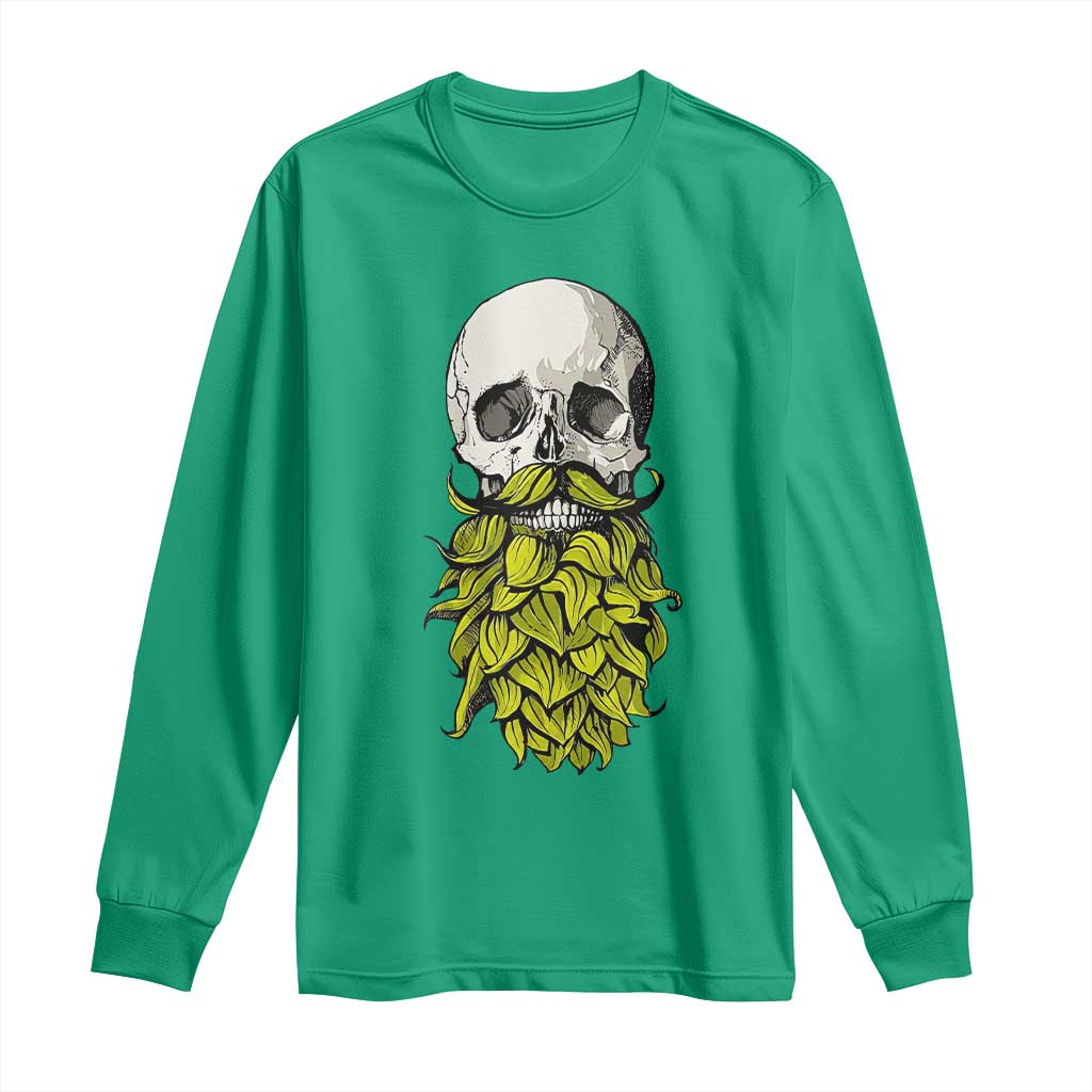 Vintage Craft Brewer Beer Lover Gift Long Sleeve Shirt Beer Hops Beard Skull