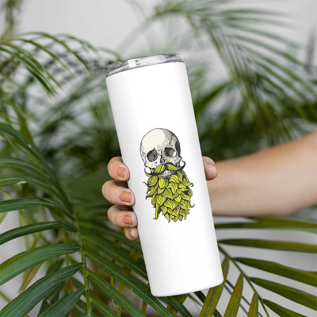 Vintage Craft Brewer Beer Lover Gift Skinny Tumbler Beer Hops Beard Skull